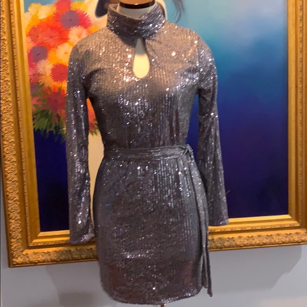 Elegant Sliver Sequin Mini Dress